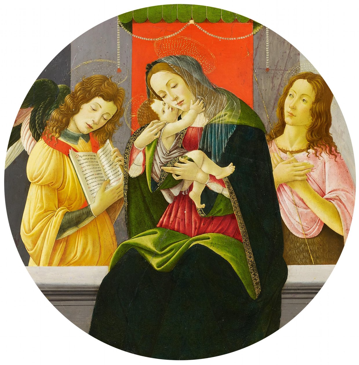 Madonna med barnet, Johannes Döparen och en ängel av Sandro Botticelli and workshop