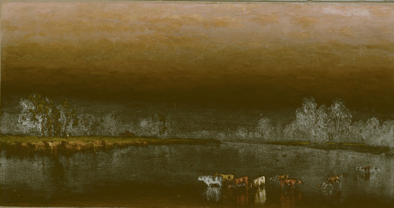 Kor i en damm vid solnedgången av Sanford Robinson Gifford
