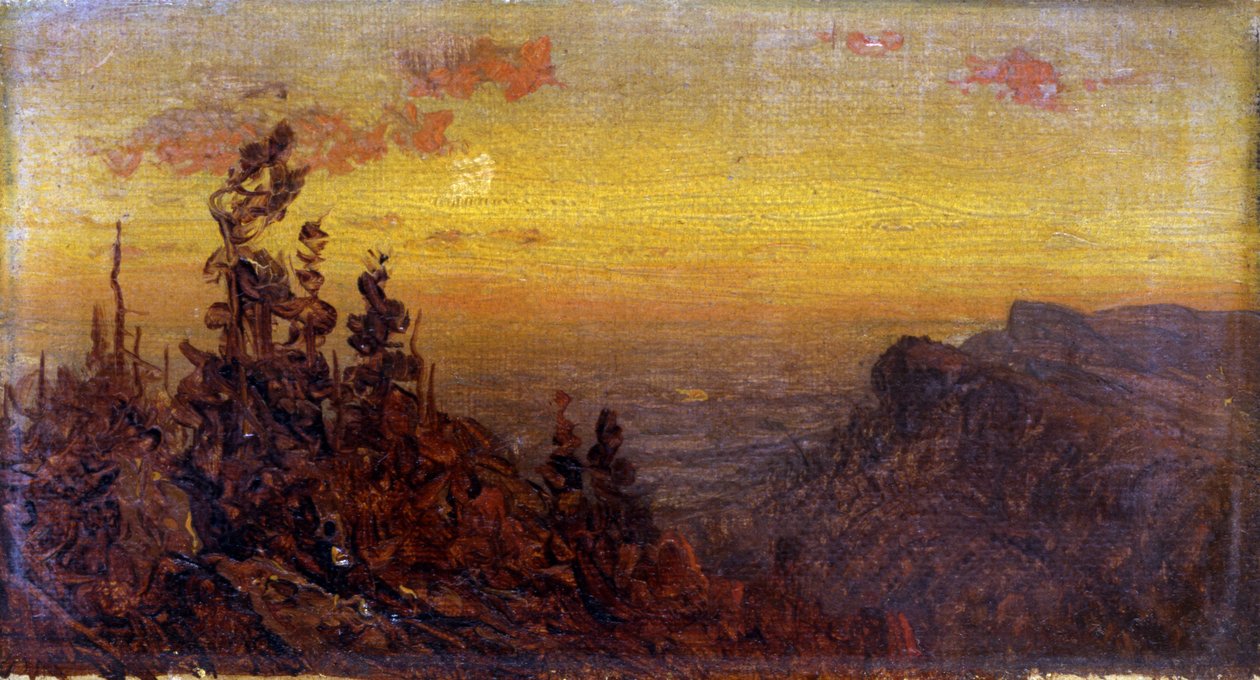 Indianer vid Campfire--Moon Rising, n.d. av Sanford Robinson Gifford