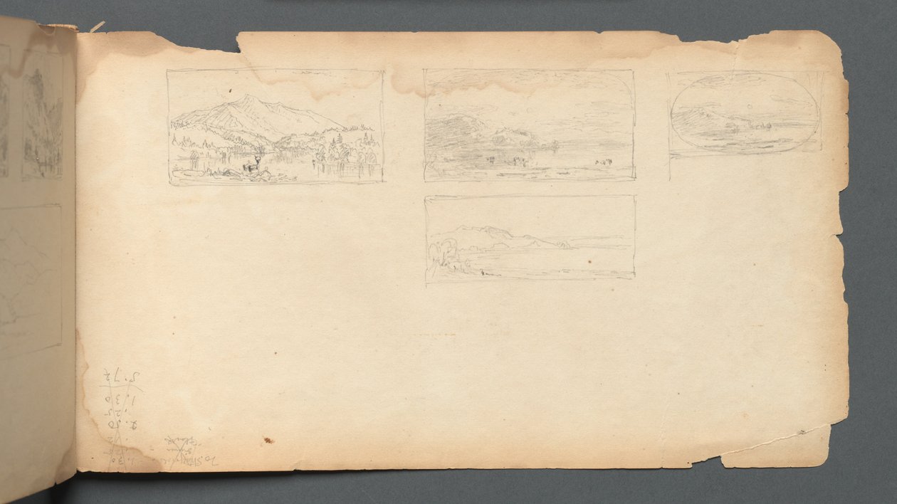 Skissbok, sidan 40: Landskap i Maine av Sanford Robinson Gifford