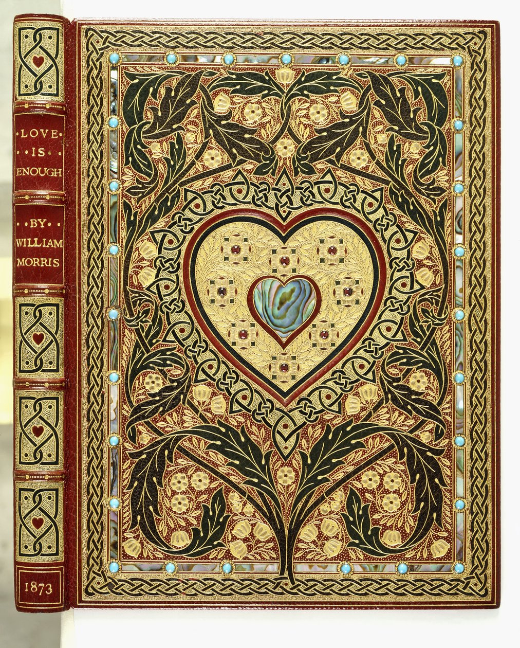 Framsidan av boken "Love is Enough or The Freeing of Pharamond" av William Morris av Sangorski and Sutcliffe