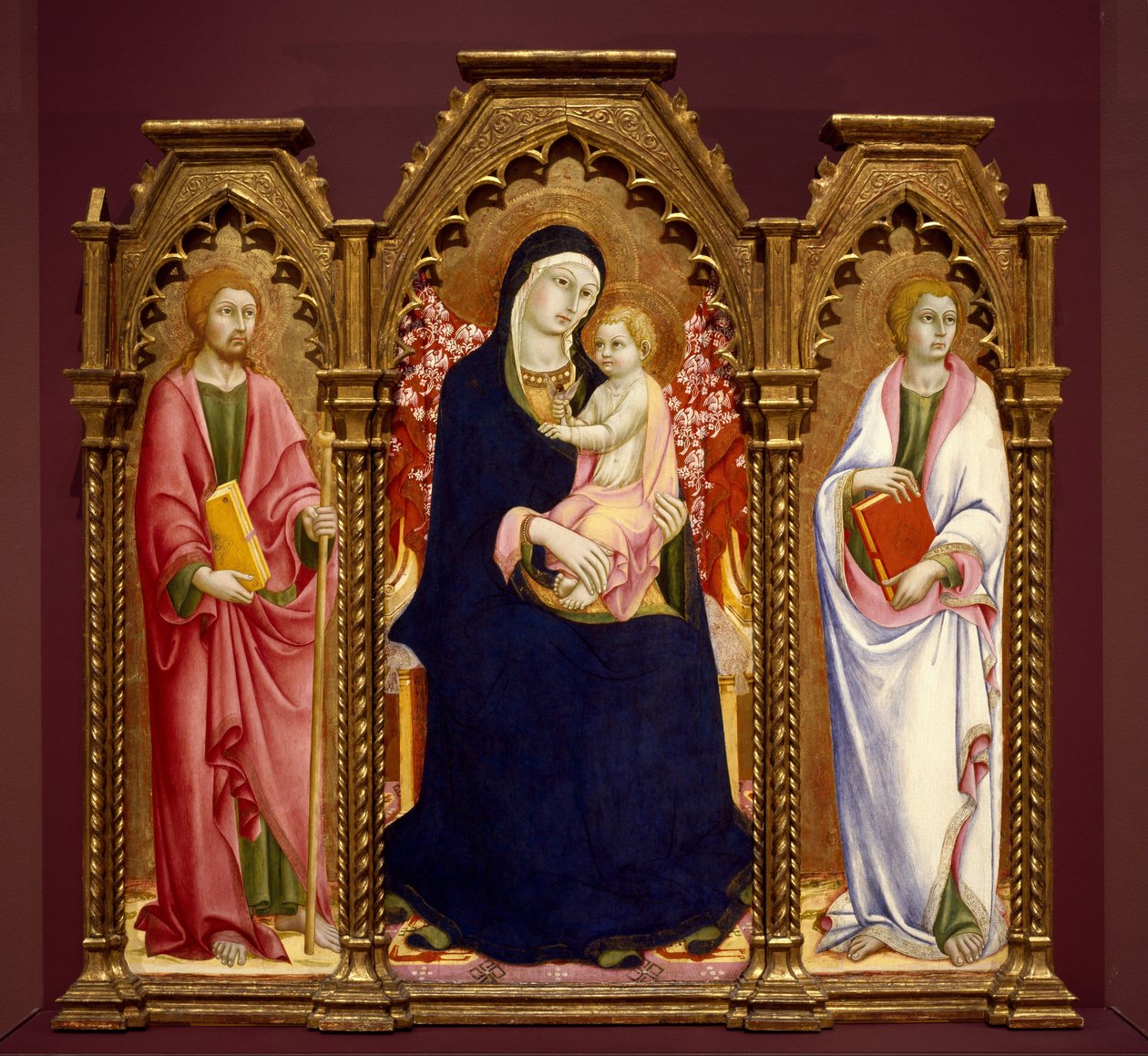 Madonna and Child with Saints James Major and John the Evangelist, altarpiece av Sano di Pietro