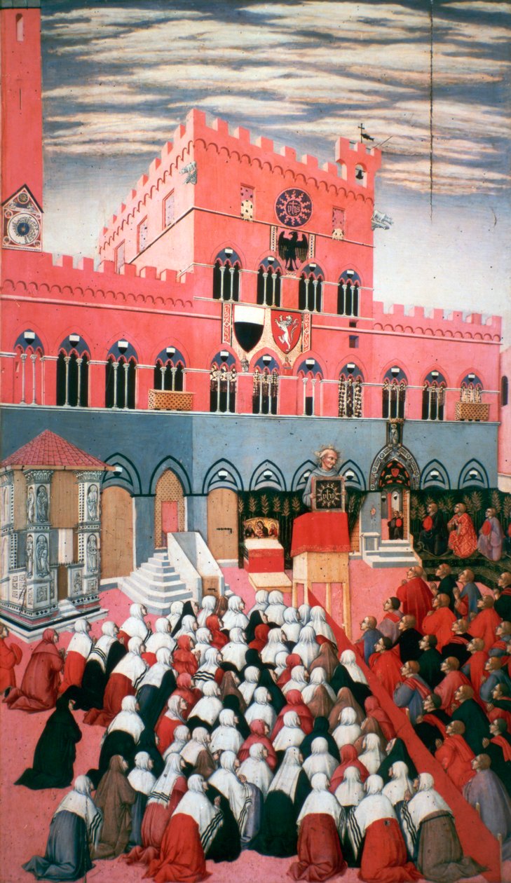 Predikan från San Bernardino, c1426-1481 av Sano di Pietro