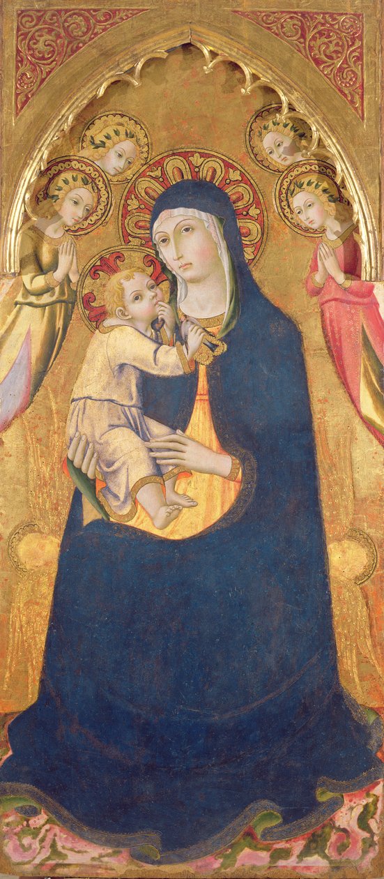 Madonna och barn (tempera och bladguld på panel) av Sano di Pietro