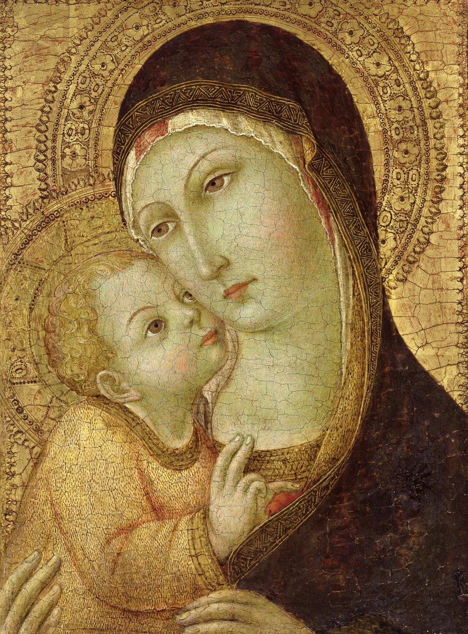 Madonna och barn (tempera och bladguld på panel) av Sano di Pietro