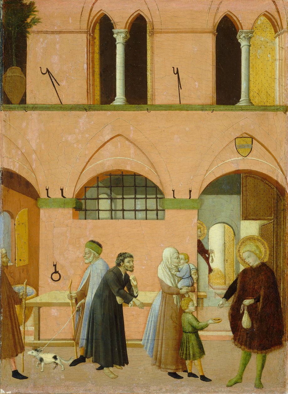 Saint Anthony distribuerar sin rikedom till de fattiga, ca. 14301435 av Sano di Pietro