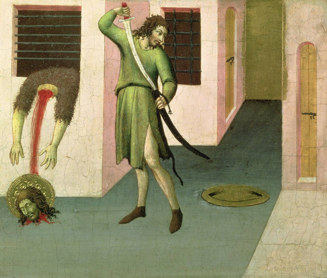 Johannes Döparens halshuggning (tempera på panel) (se även 53648) av Sano di Pietro