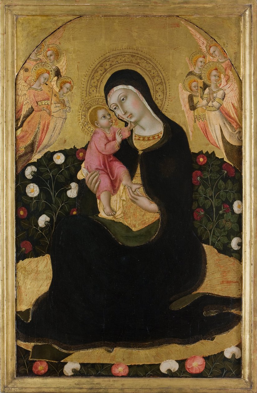 Jungfrun och barnet med änglar Madonna av ödmjukhet, mitten av 1400-talet. av Sano di Pietro