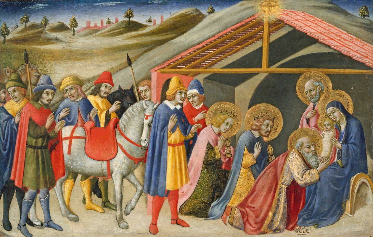 De vise kungarnas tillbedjan, ca 1470 (tempera och guld på trä) av Sano di also Ansano di Pietro di Mencio Pietro