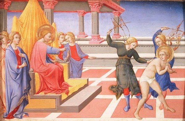 Flagellationen av St. Hieronymus av Sano di also Ansano di Pietro di Mencio Pietro