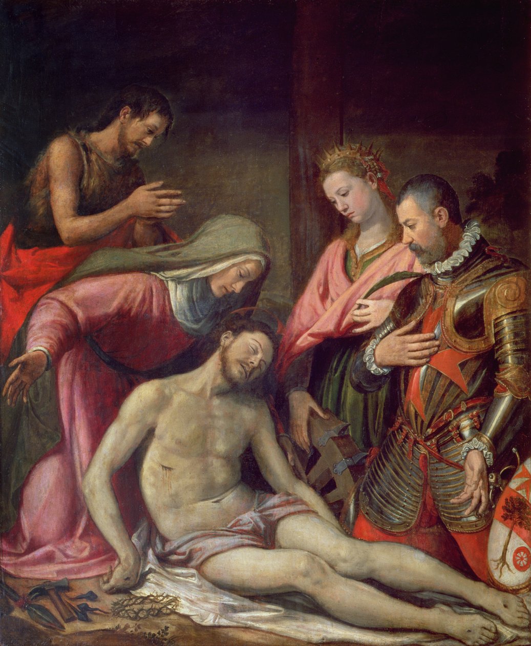 Kristi avsättning med St. Johannes Döparen, St. Katarina av Alexandria och en donator av Santi di Tito