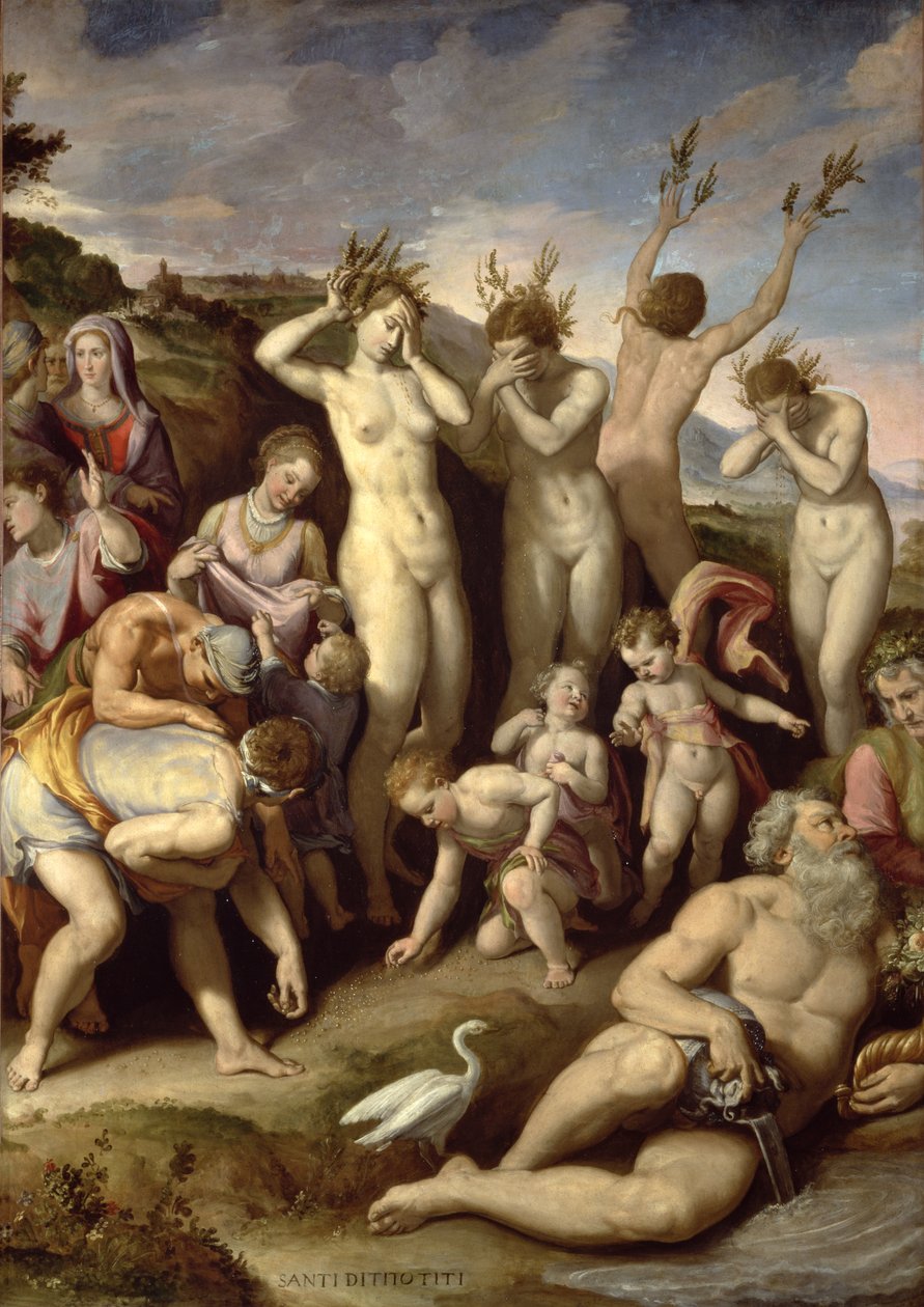 The Sisters of Phaethon, 1572 (olja på skiffer) av Santi di Tito
