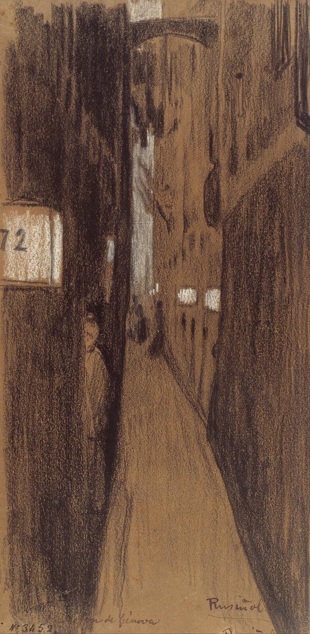Alley in Genoa av Santiago Rusiñol