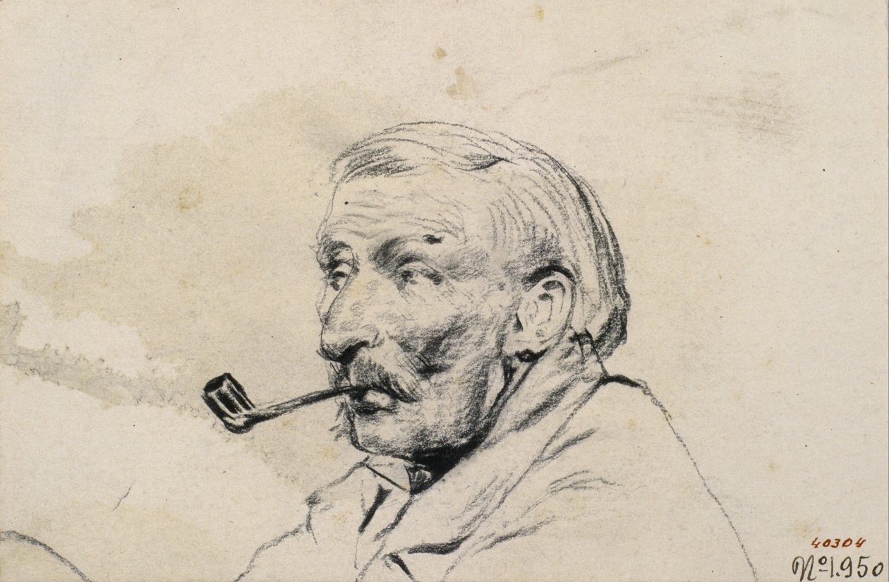 Head of a Man Smoking a Pipe av Santiago Rusiñol