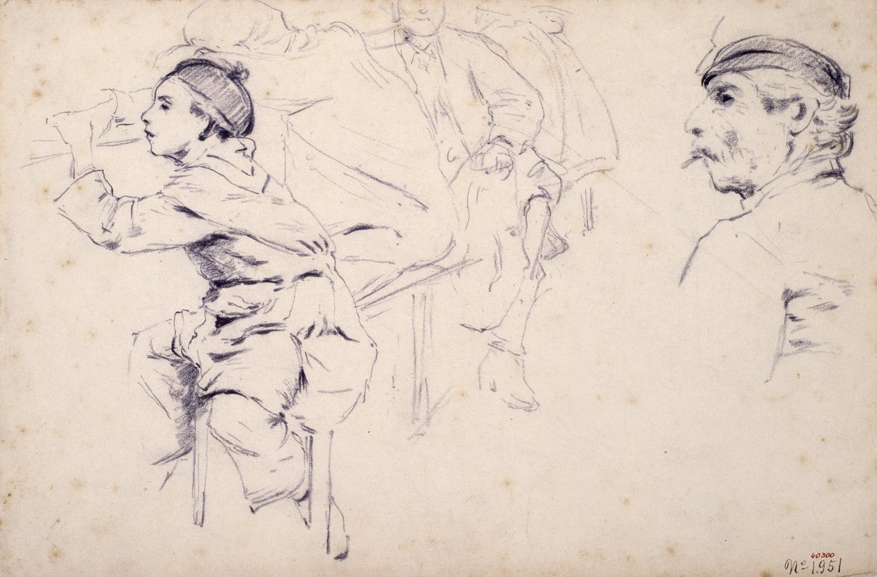 Study of Children and Figures of Men av Santiago Rusiñol
