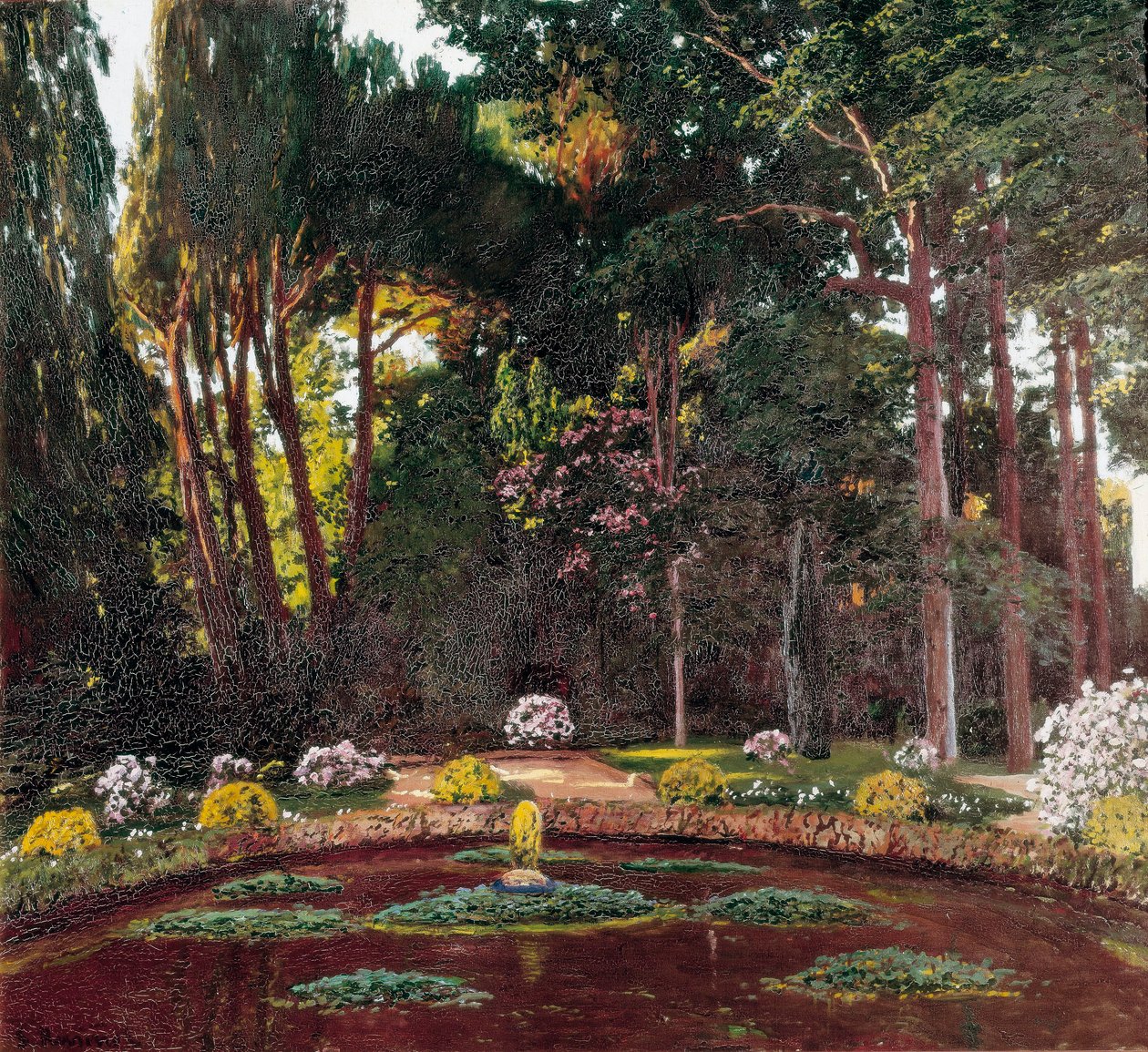 Art Nouveau "" Trädgården "" (Arbucies). Målning av Santiago Rusinol y (i) Prats (1861-1931) El Vendrell från slutet av 1800-talet. House-Museum Pau Casals. av Santiago Rusinol i Prats
