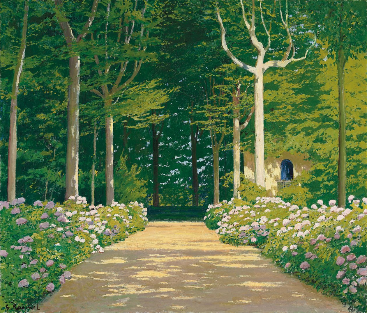 Hortensior på en trädgårdsstig, 1929 av Santiago Rusinol i Prats