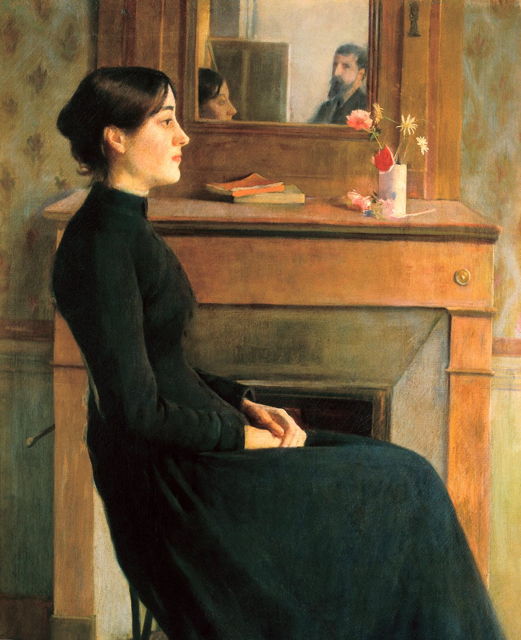 Porträtt av en kvinna, målning av Santiago Rusinol y Prats av Santiago Rusinol i Prats