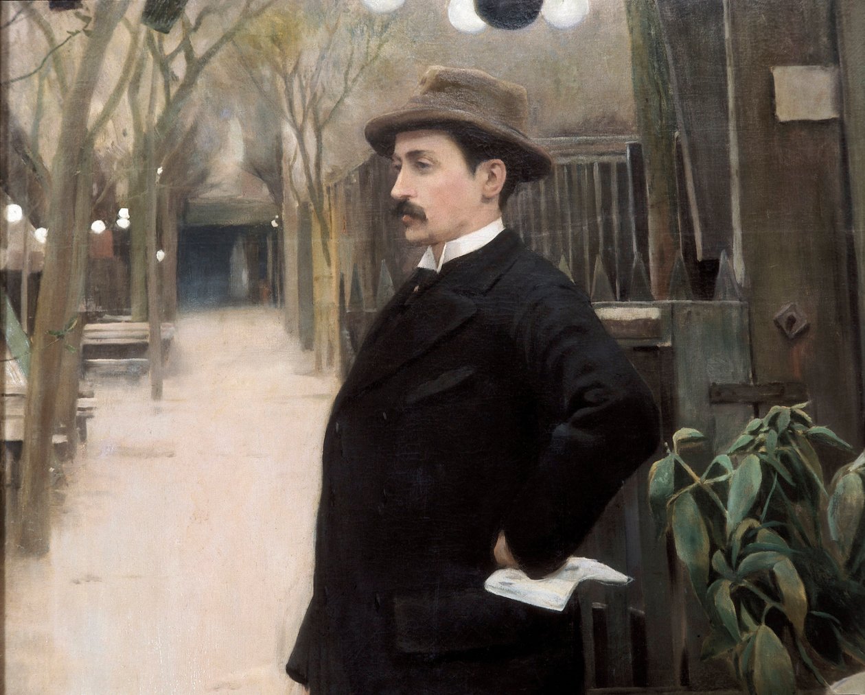 "Porträtt av målaren Miguel Utrillo (1862-1934) under hans vistelse i Paris" Detalj. Målning av Santiago Rusinol y (i) Prats (1861-1931) 1891. av Santiago Rusinol i Prats