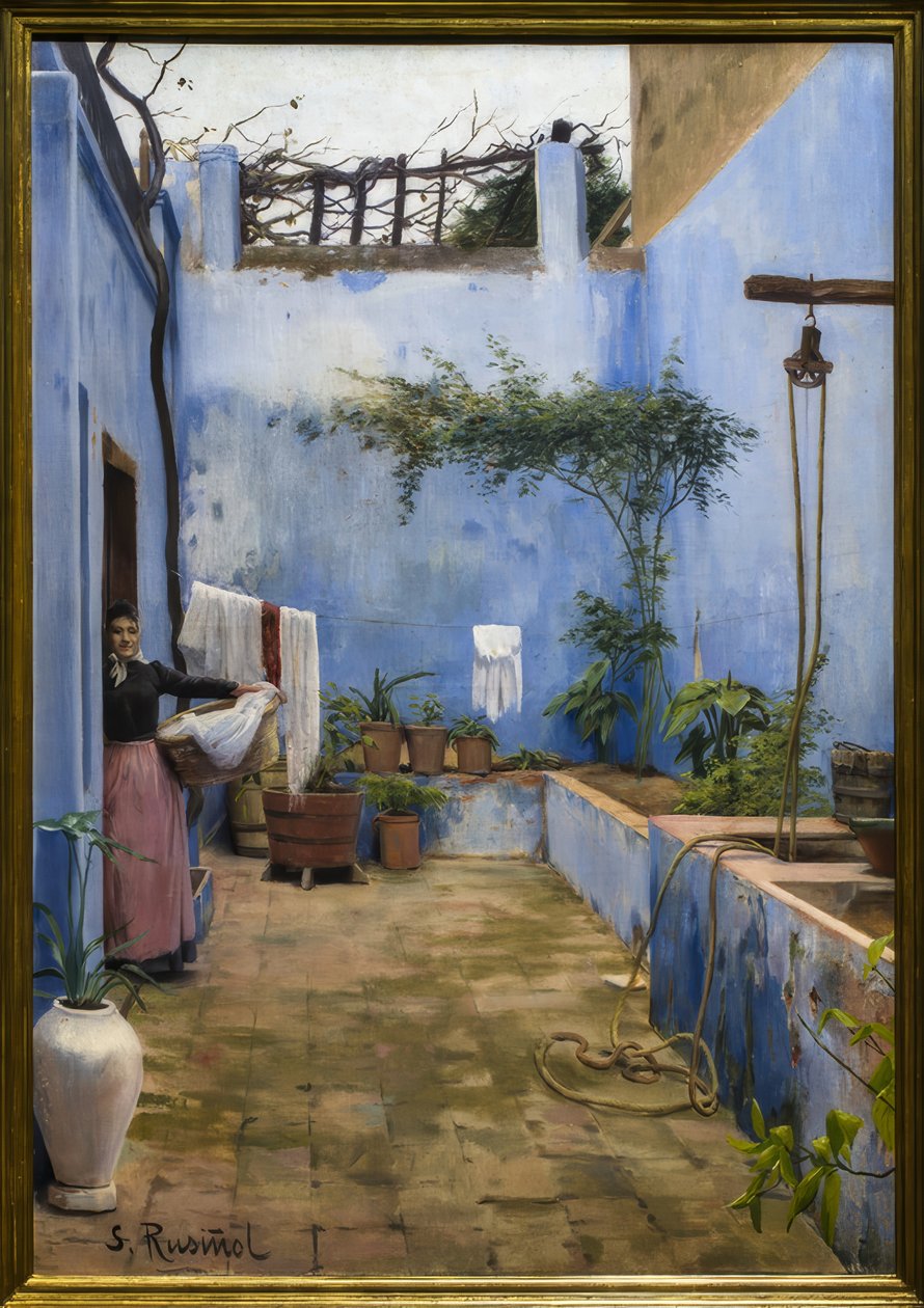 Den blå uteplatsen av Santiago Rusiñol