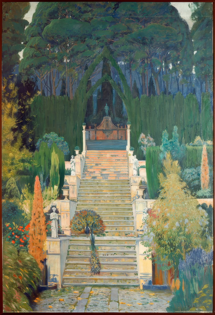 Ståtlig trädgård. Raixa II av Santiago Rusiñol