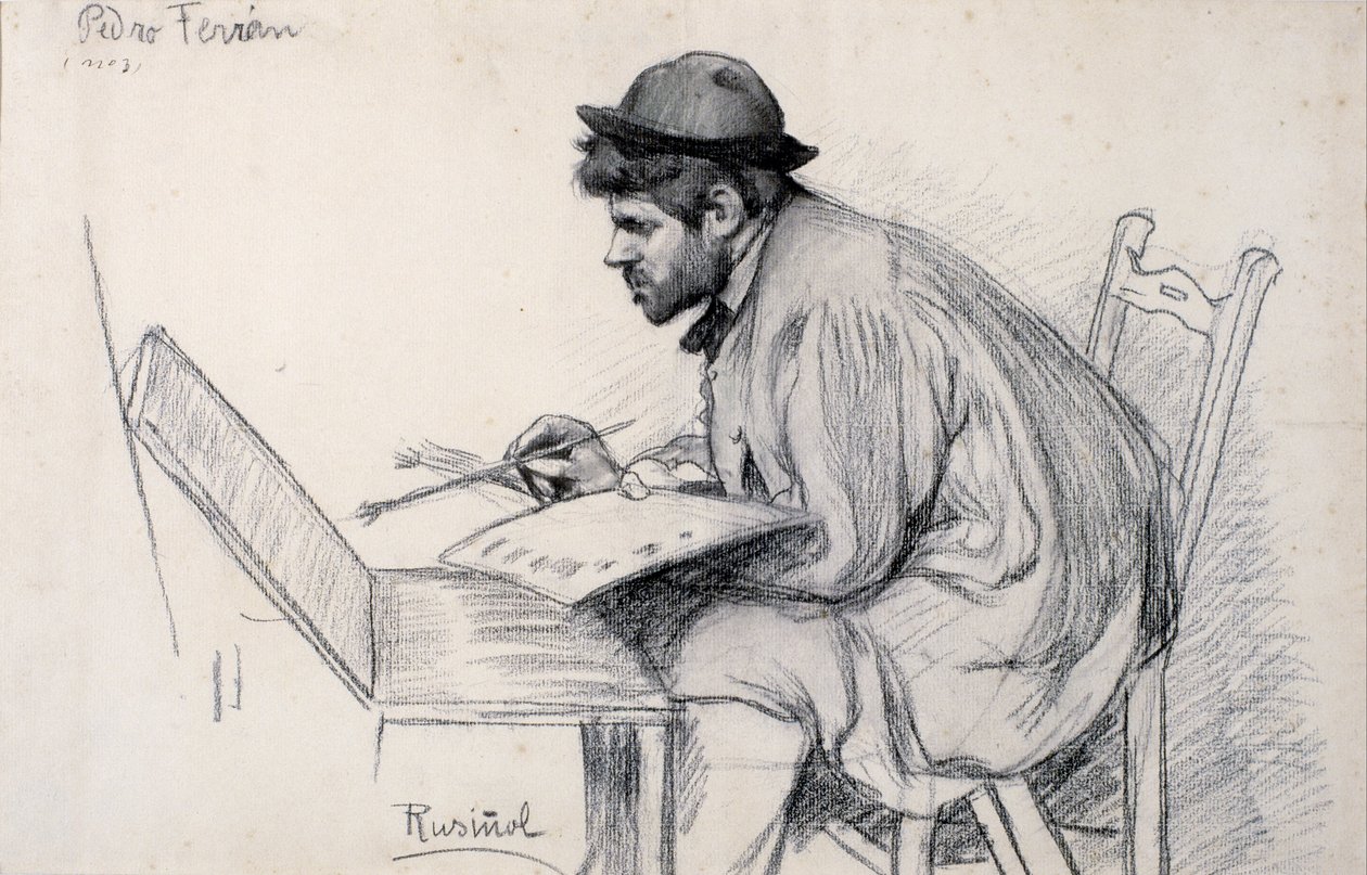 Porträtt av Pere Ferran målning av Santiago Rusiñol
