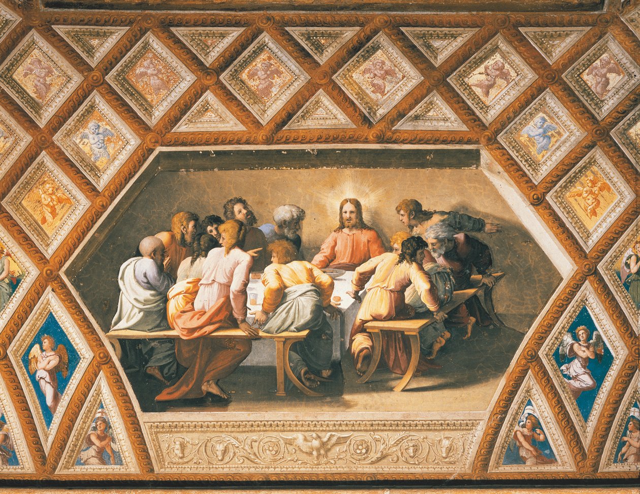 Sista måltiden av Sanzio of Urbino (workshop) Raphael