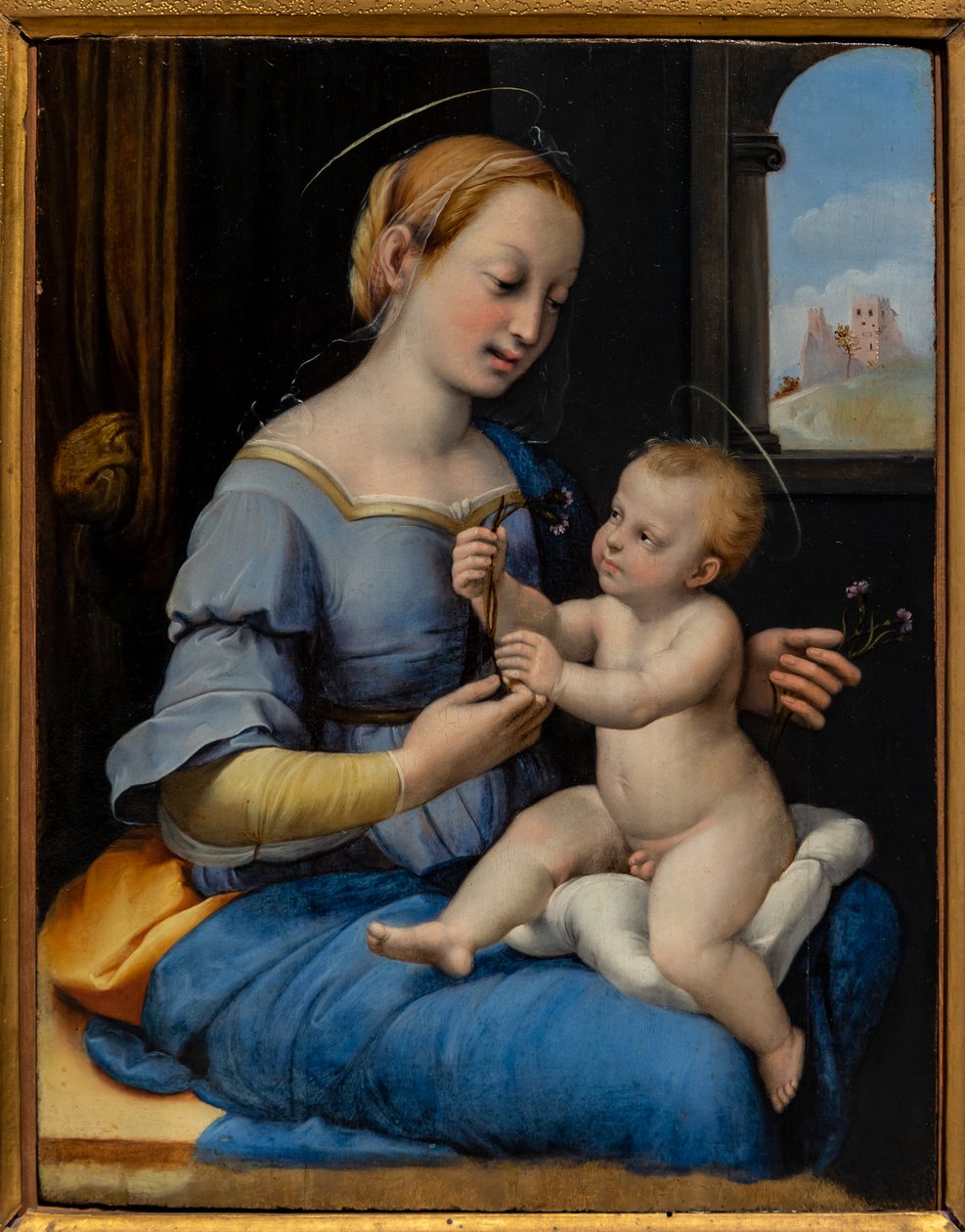 Madonna of the Pinks av Sanzio of Urbino (workshop) Raphael