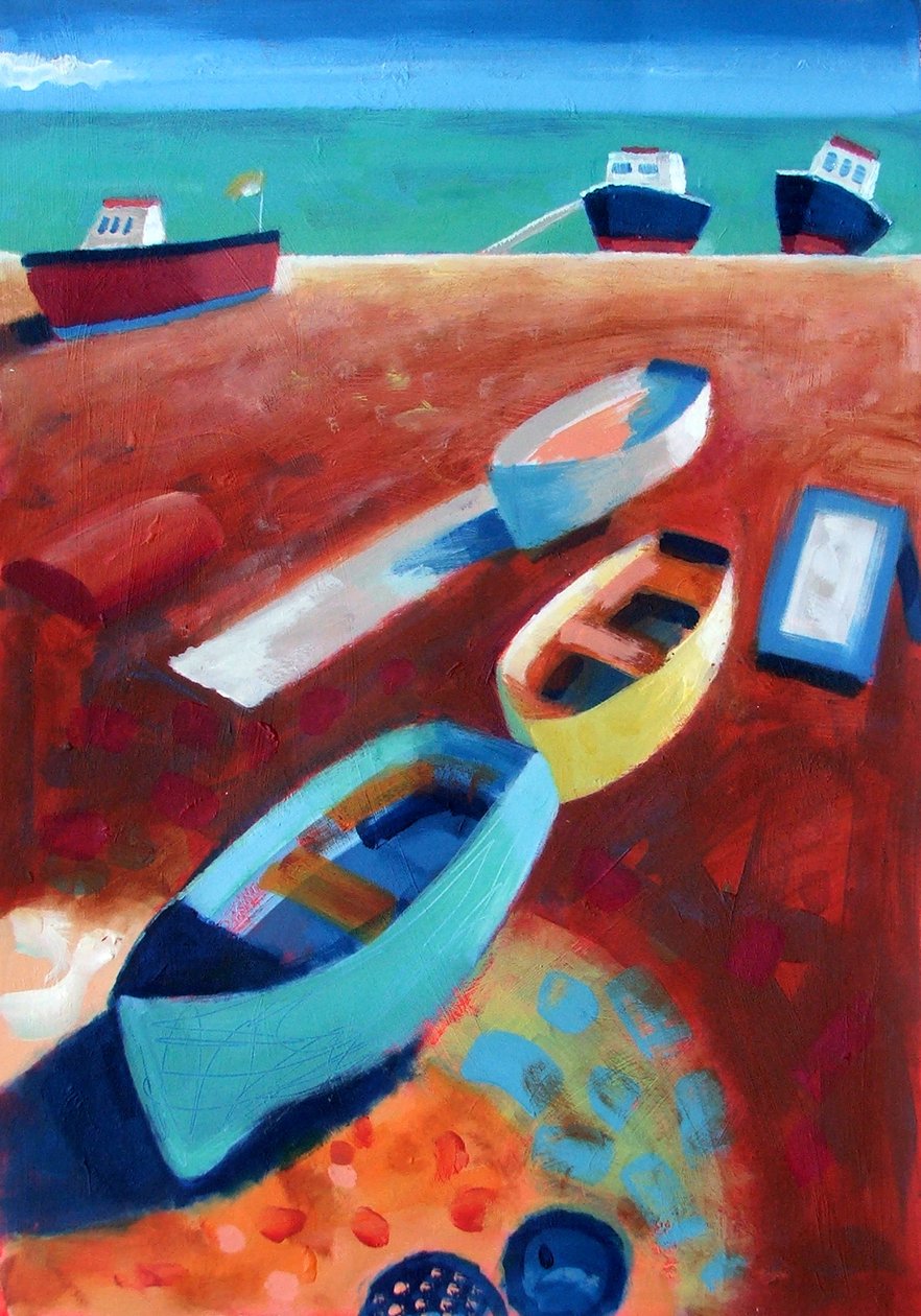 Devon (akryl ombord) av Sara Hayward