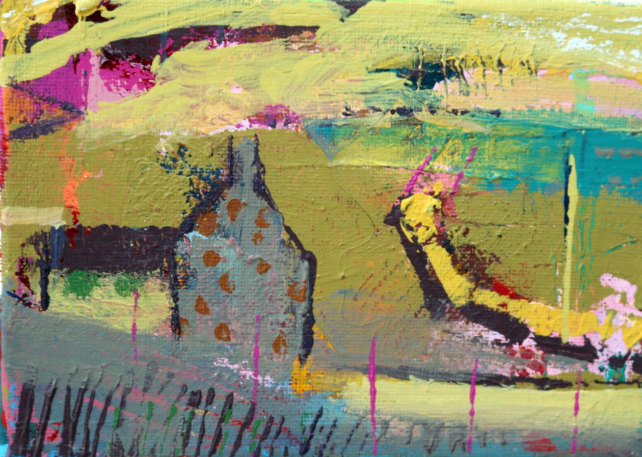 Iona pathway II (akryl på duk) av Sara Hayward