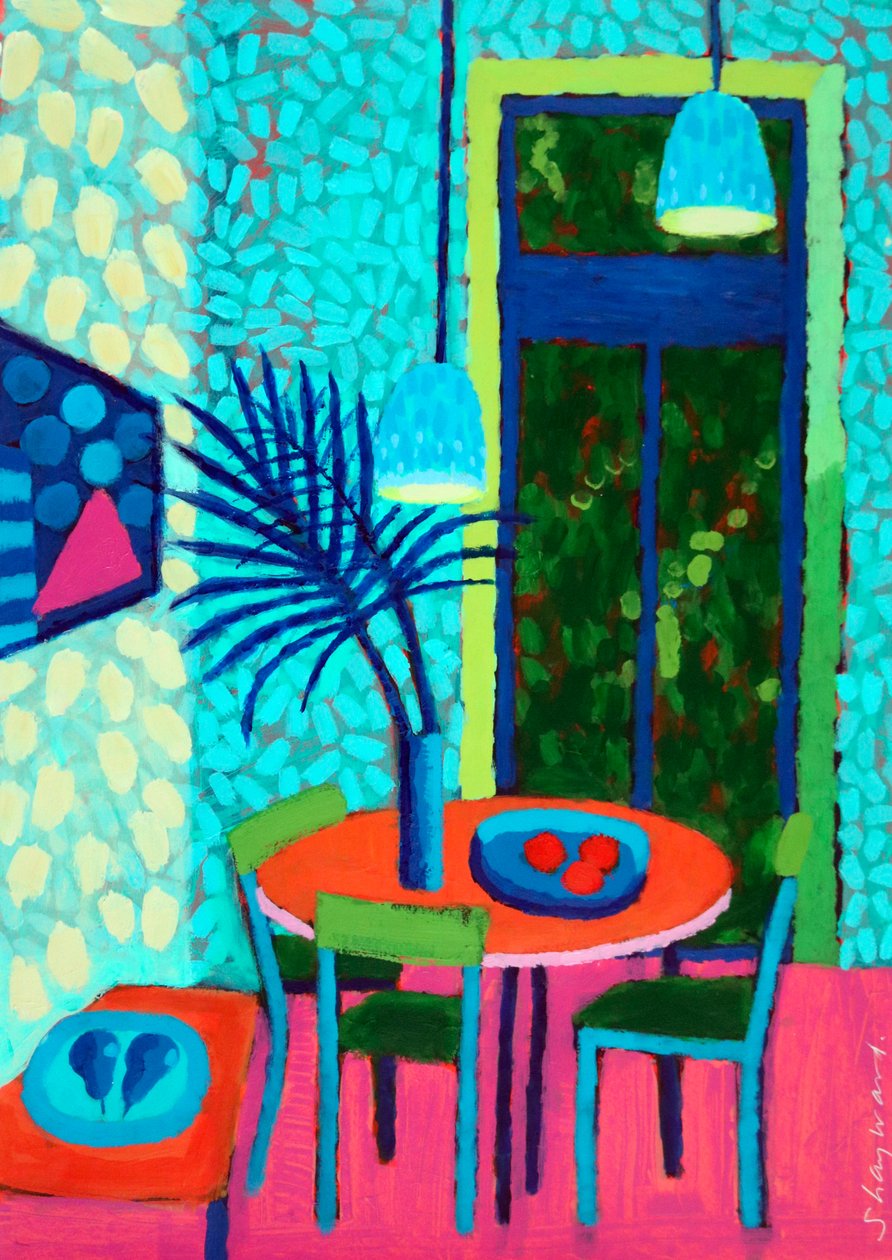 Les Fruits # , 2023 (akryl på kartong) av Sara Hayward