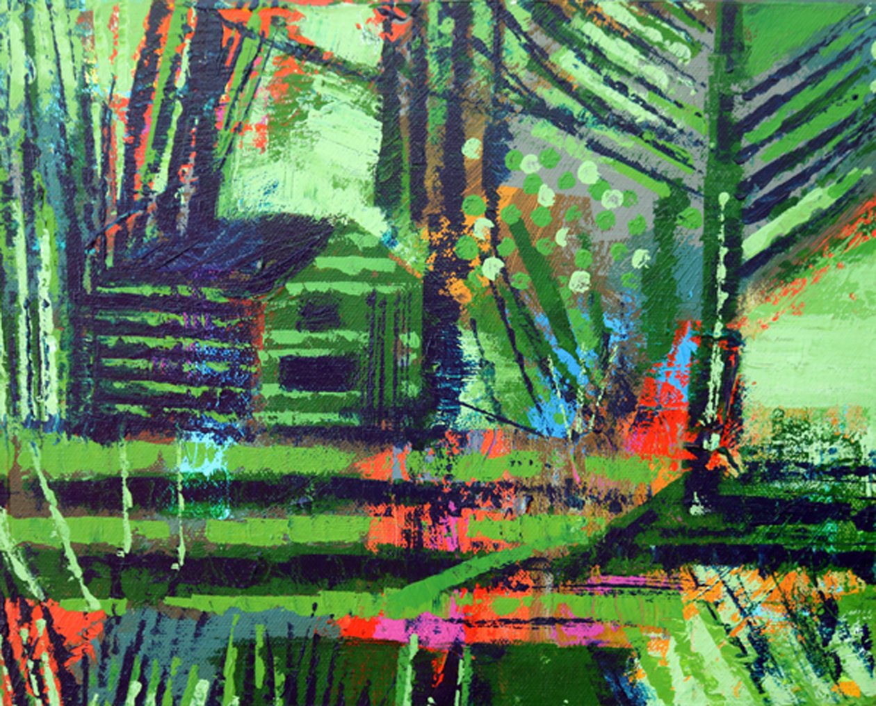 Retreat Iona II (akryl på duk) av Sara Hayward
