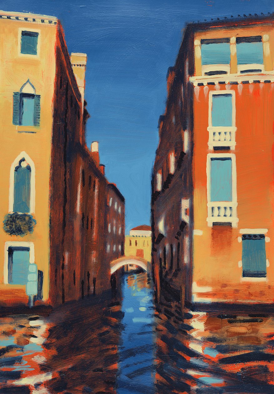 Rio del Duca, Venedig (olja på kartong) av Sara Hayward
