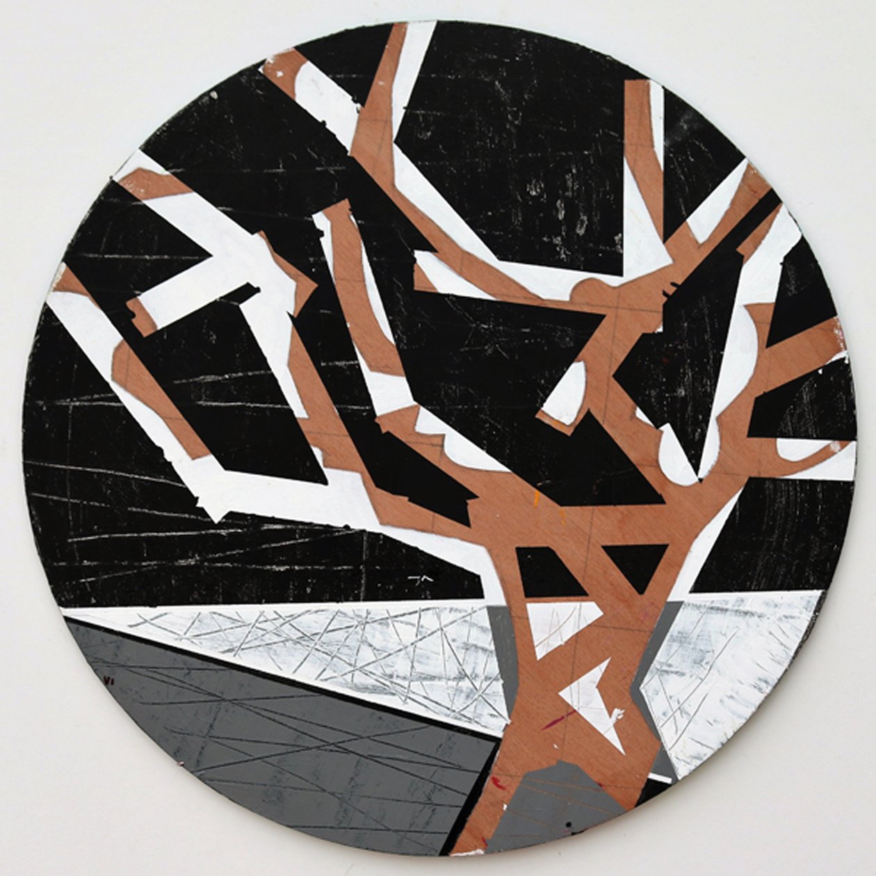 Twixt Heaven & Earth VI-B (akryl på cirkulär skiva) av Sara Hayward