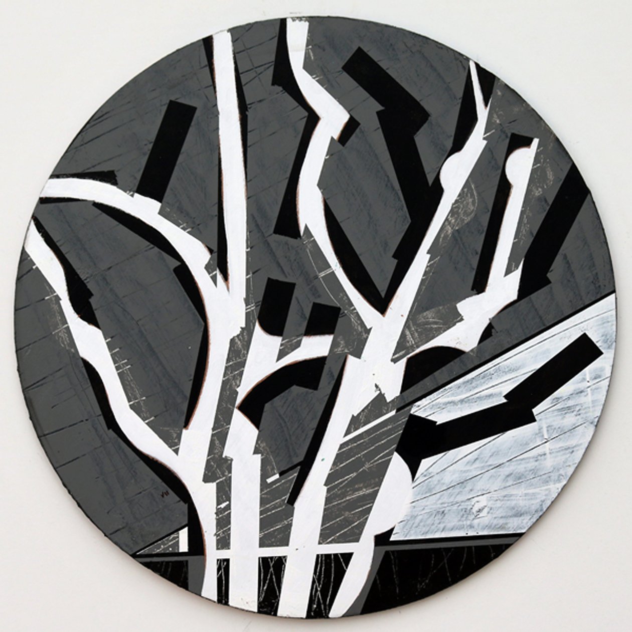 Twixt Heaven & Earth VII-B (akryl på cirkulär skiva) av Sara Hayward