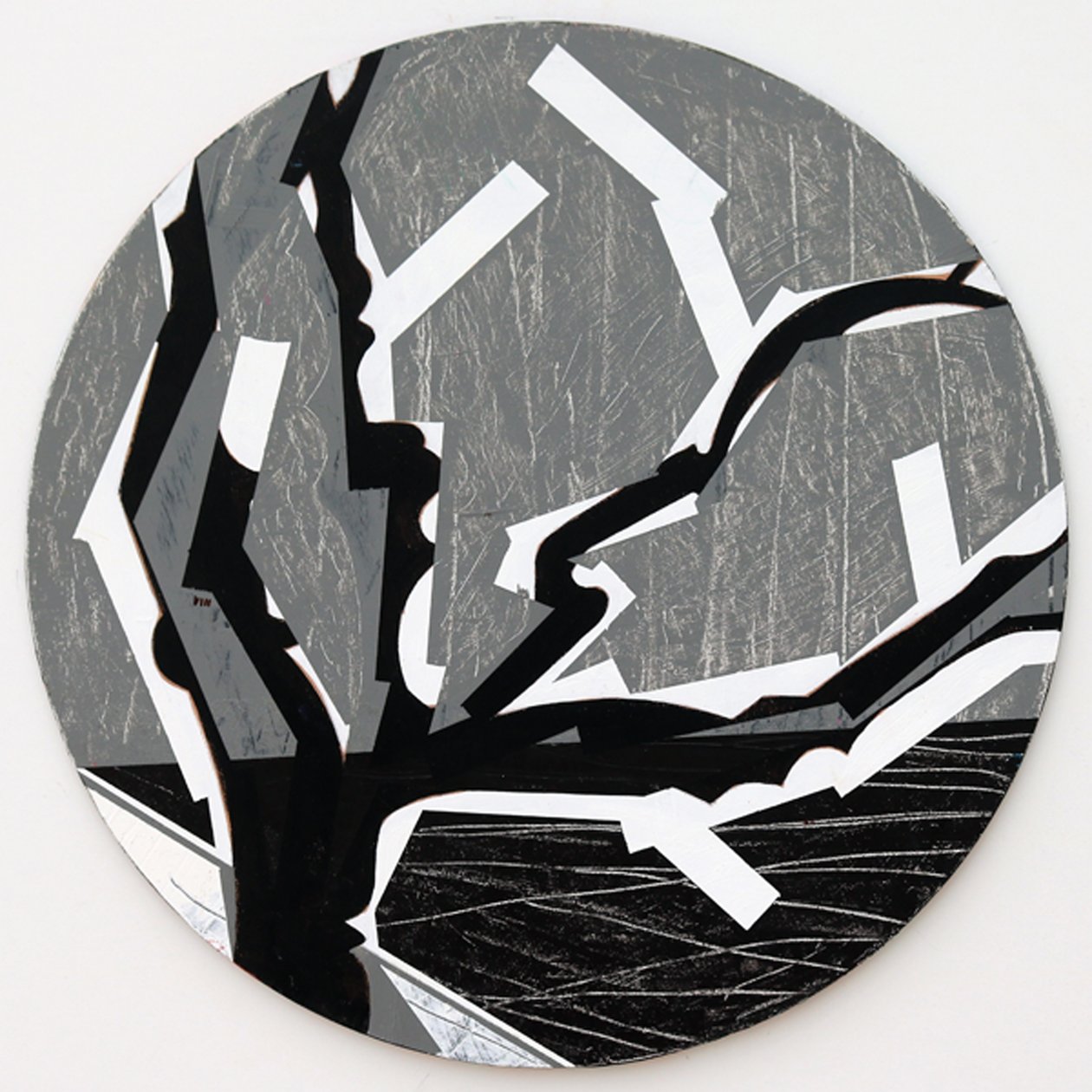 Twixt Heaven & Earth VIII-B (akryl på cirkulär skiva) av Sara Hayward