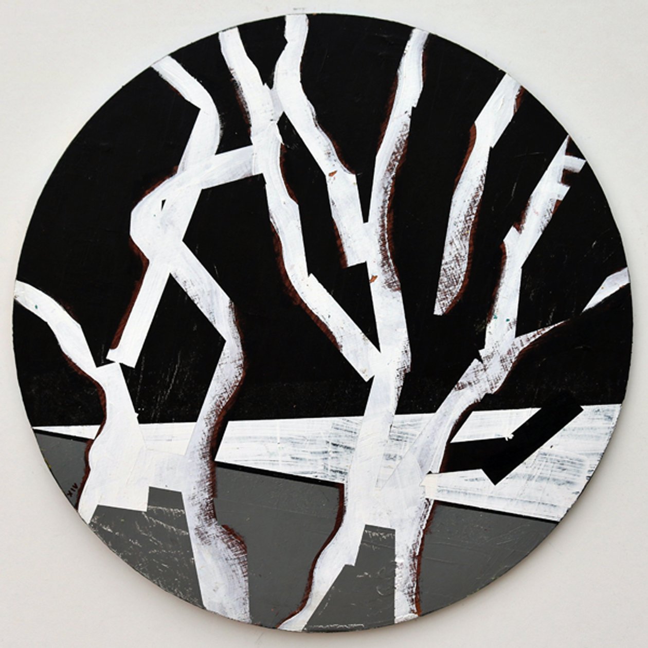 Twixt Heaven & Earth XIV-B (akryl på cirkulär skiva) av Sara Hayward