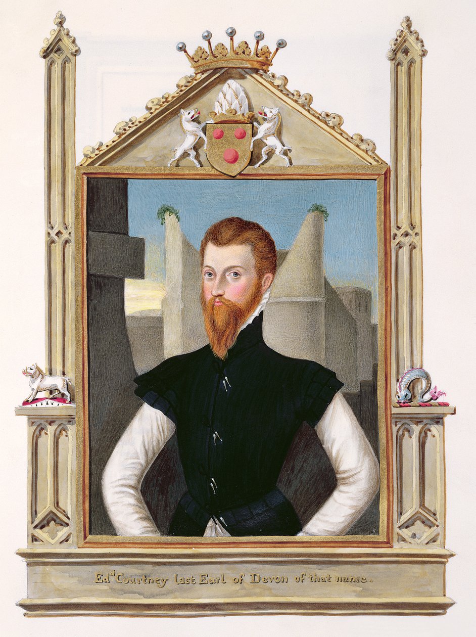 Porträtt av Edward Courtenay (ca 1526-56), sista greve av Devonshire, från "Memoirs of the Court of Queen Elizabeth", publicerad 1825 (wc och gouache på papper) av Sarah Countess of Essex