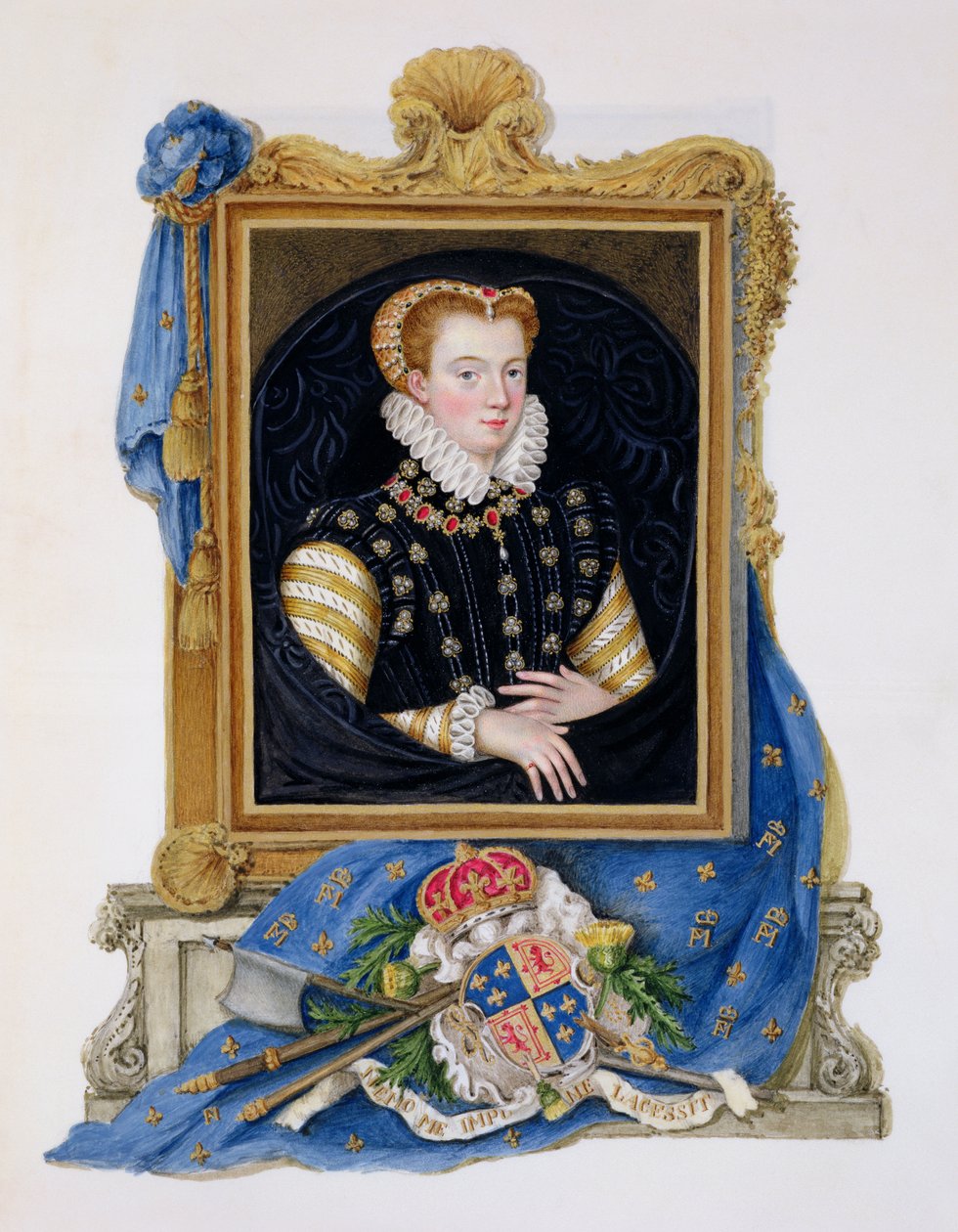Porträtt av Mary Queen of Scots (1542-87) från "Memoirs of the Court of Queen Elizabeth", publicerad 1825 (wc och gouache på papper) av Sarah Countess of Essex