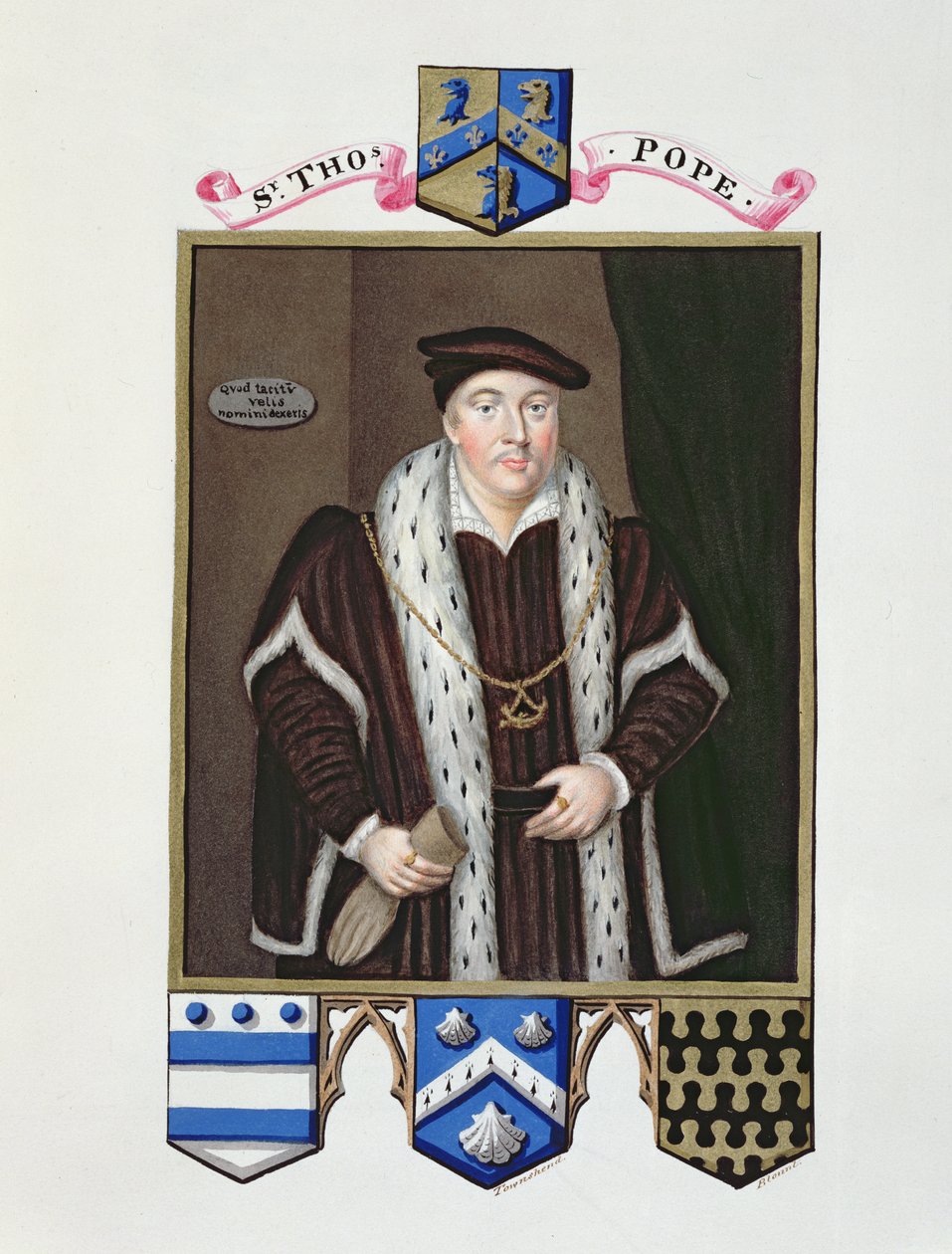 Porträtt av Sir Thomas Pope (ca 1507-99) från "Memoirs of the Court of Queen Elizabeth", publicerad 1825 (wc och gouache på papper) av Sarah Countess of Essex
