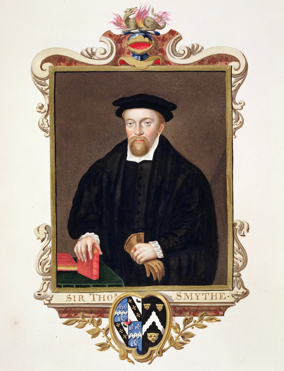 Porträtt av Sir Thomas Smythe (ca 1558-1625) från "Memoirs of the Court of Queen Elizabeth", publicerad 1825 (wc och gouache på papper) av Sarah Countess of Essex