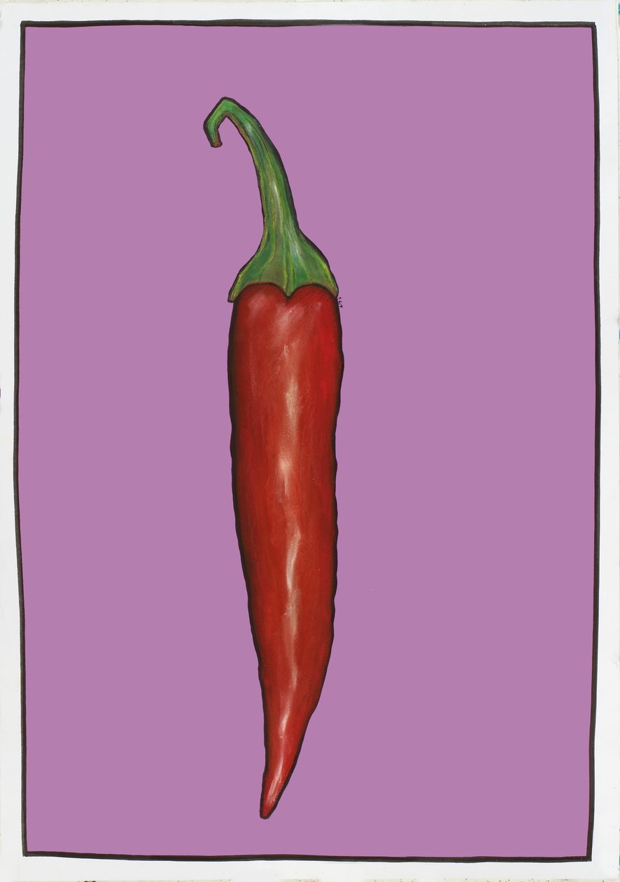 Chili Purple, 2005 (olja och pastell på papper) av Sarah Thompson Engels