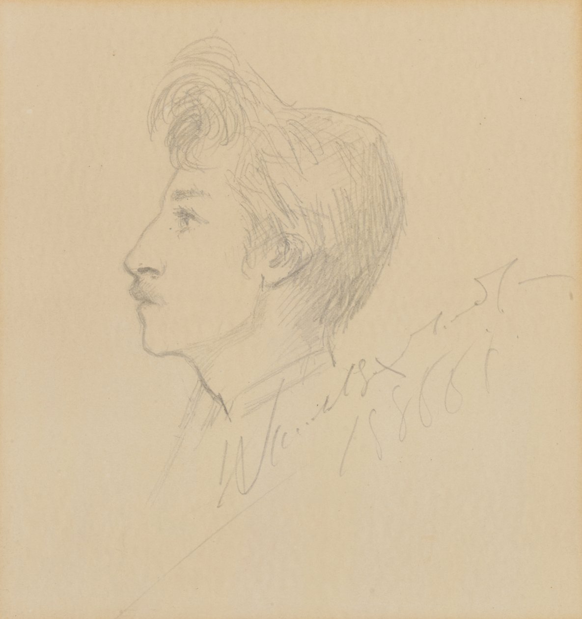 Porträtt av W. Graham Robertson, odaterad (grafit på papper) av Sarah Bernhardt