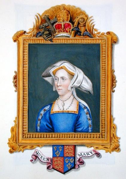 Porträtt av Anne Boleyn, felaktigt kallad drottning Maria, från "Memoirs of the Court of Queen Elizabeth", publicerad 1825 (akvarell och gouache på papper). av Sarah Countess of Essex
