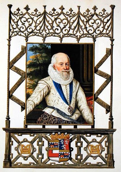 Porträtt av Edward Somerset (1553-1628) 4th Earl of Worcester från "Memoirs of the Court of Queen Elizabeth", publicerad 1825 (akvarell och gouache på papper) av Sarah Countess of Essex