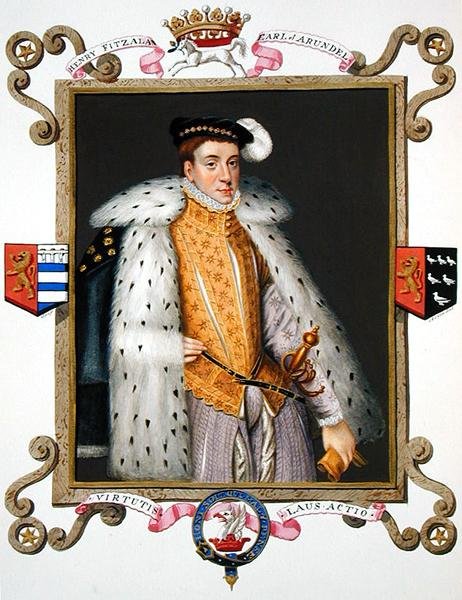 Porträtt av Henry Fitzalan (ca 1511-80) 12:e earlen av Arundel från "Memoirs of the Court of Queen Elizabeth", publicerad 1825 (akvarell och gouache på papper) av Sarah Countess of Essex