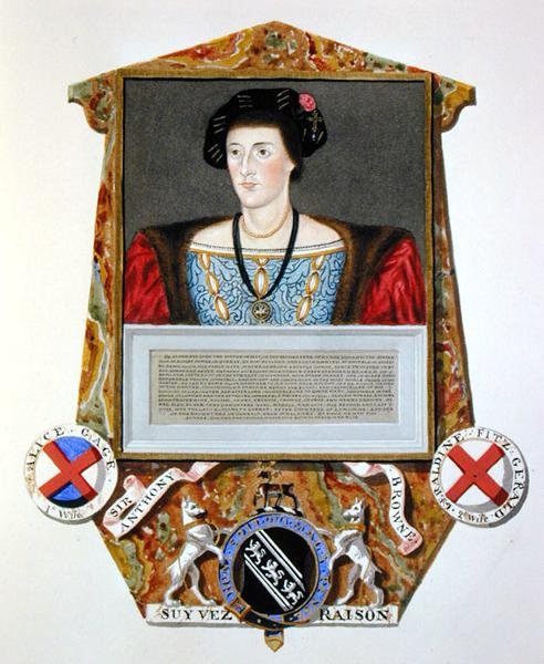 Porträtt av Sir Anthony Browne (1500-48) från "Memoirs of the Court of Queen Elizabeth", publicerad 1825 (akvarell och gouache på papper) av Sarah Countess of Essex
