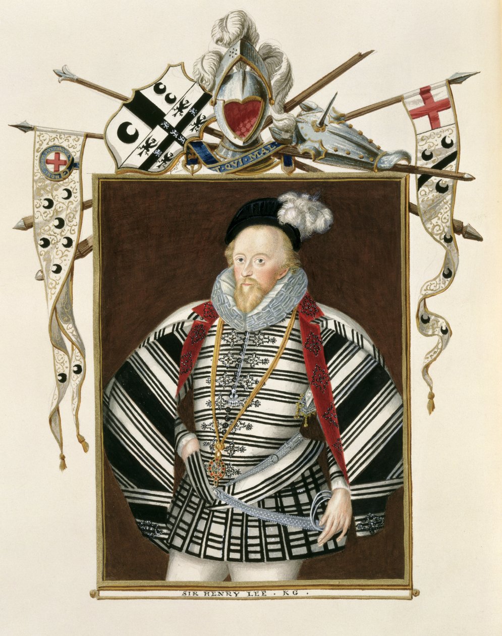 Porträtt av Sir Henry Lee (1530-1610) från "Memoirs of the Court of Queen Elizabeth", publicerad 1825 på papper av Sarah Countess of Essex