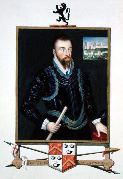 Porträtt av Sir Thomas Wilsford från "Memoirs of the Court of Queen Elizabeth", publicerad 1825 (akvarell och gouache på papper) av Sarah Countess of Essex
