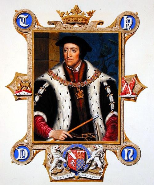 Porträtt av Thomas Howard (1473-1554) 3:e hertig av Norfolk från "Memoirs of the Court of Queen Elizabeth", publicerad 1825 (akvarell och gouache på papper) av Sarah Countess of Essex